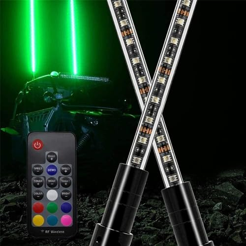 MekUk Feux fouets à LED Drapeau d'antenne de lumière de Fouet de LED, lumières de Fouet de LED, fouets éclairés par rvb de 20 Couleurs, 2 pièces Accessoires de Lampe pour UTV, VTT (Size : 2FT)