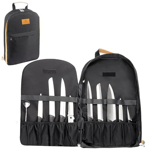 Moreeulsi Chef's Kn-IFE - Bolsa de almacenamiento con 21 bolsillos, bolsa profesional multiusos Kn-IFE de chef, bolsillos de mochila vintage para cuchillos y herramientas de chef, mochila Kn-IFE de