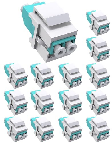 VANDESAIL 15 accoppiatori duplex LC a LC F/F, jack Keystone modulare, accoppiatore multimodale LC/OM3 (MM) adattatore per cavo in fibra ottica per pannelli patch e piastre da parete, 15 pezzi