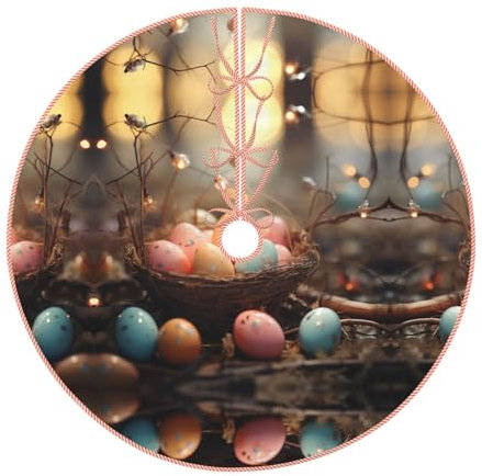 YHBLYKXP Ostereier mit Schmetterlings-Druck, Weihnachtsbaumrock für drinnen und draußen, Weihnachtsbaumröcke für Urlaubsdekorationen