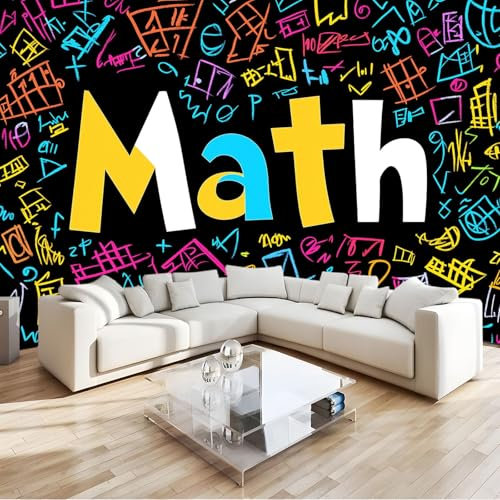 Geometría Fotomural Símbolos y números matemáticos Fotomural Pared, 250x175 cm Papel Pintado 3D, Fotomurales Decoración de Comedores Moderna Lana Sala Cuarto Salón