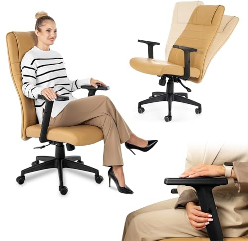 di volio Ergonomischer Chefsessel Bürostuhl Beige bis 150 kg Adelo