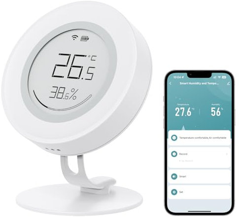 AVATTO Zigbee Smart Temperatur- und Feuchtigkeitssensor Innen, E-Ink-Display, Digitales Thermometer Hygrometer Kompatibel mit Alexa Google Home MQTT Home Assistant | Erfordert Zigbee Hub