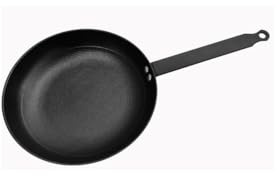 Baumalu - Poêle à Frire MAESTRO - Fonte d'Acier Émaillée - Tous Feux dont Induction - Résistant Rouille et Rayures - Répartition Homogène de la Chaleur - Manche Fixe Fer Feuillard - Ø24cm - Noir