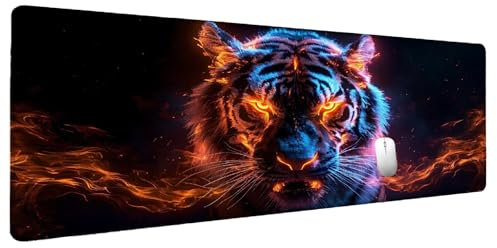 Cool Mauspad Groß Mousepad XXL 1500x800mm Tiger Mauspad Gaming Zubehör Gadgets, Desk Mat Schreibtisch Deko Schreibtischunterlage, Spezielle Oberfläche Wasserdicht Maus Pad rutschfeste Gummibasis K-8