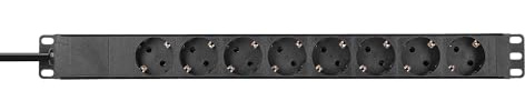 Adam Hall Cables RACK PDU 8 - Regleta 1 U 8 vías sin interruptor, negro, 19
