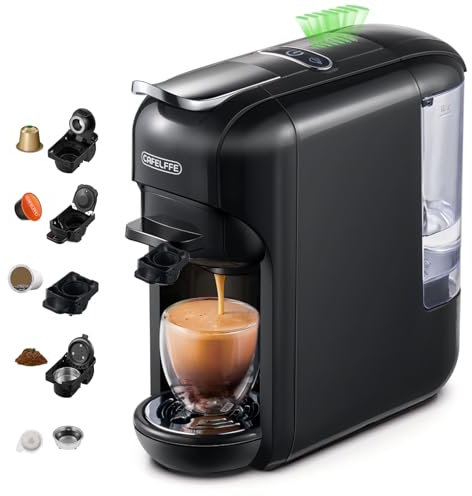 CAFELFFE Macchina da caffè a capsule monodose 5 in 1 MK-606, macchina per caffè espresso caldo/freddo da 19 bar, compatibile con cialde e fondi K-Cup/NES Original/DG/ESE, 7 volumi d'acqua