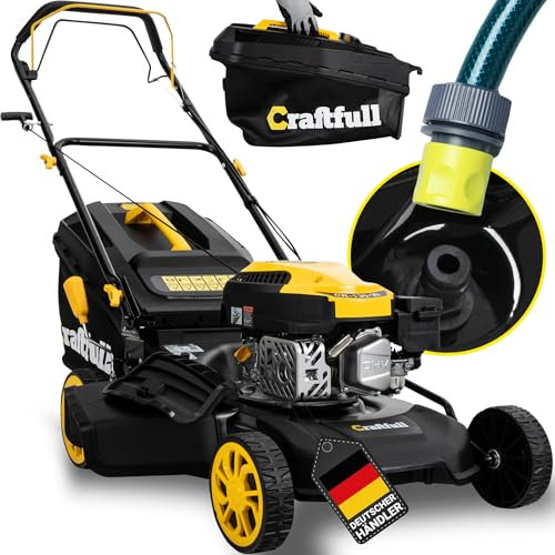 Craftfull Rasenmäher CR-139-30 | 2,9 KW 4 PS | 144 cm³ OHV Motor | Benzinrasenmäher - Mäher Benzin - Selbstfahrantrieb - 46 cm Schnittbreite in 7 Höhenstufen (CR-139-30 2,9 KW 4 PS 144 cm³ Motor)