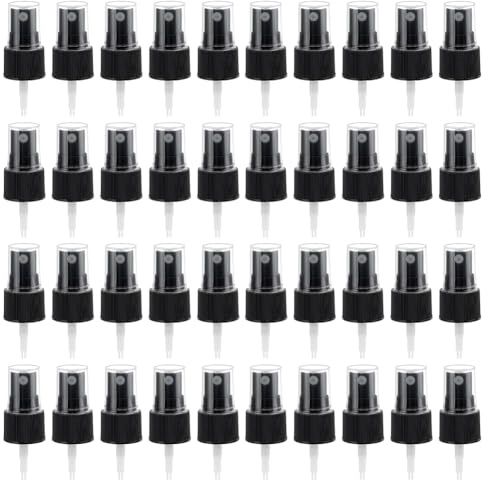 WEBEEDY 50 Pcs Black Spray Top Reusable Perfume Top Replacement Cap Fit 20/410 Fine Mist Sprayer, Bulk Spray Bottle Tops Pump for Daily Use Travel Office Cosmetic Perfume
