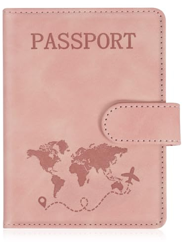 AOOTE Funda Pasaporte con Identificador De Maletas,PU Cueros Porta Documentos Cover Viaje con Bloqueo RFID,Viajes Accesorios Unisex para Pasaportes Tarjetas Crédito Funda Tarjeta Identific