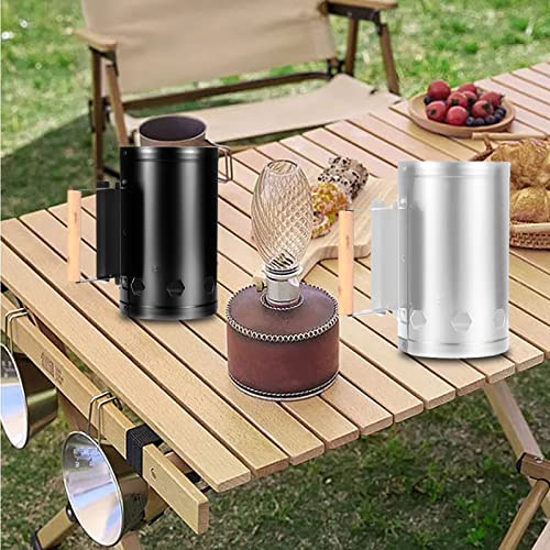 YUKERMARB Avviatore per Camino a Carbone, Accendifuoco in Acciaio Inossidabile Resistente al Calore per Barbecue in Giardino e Cucina all'aperto (White)