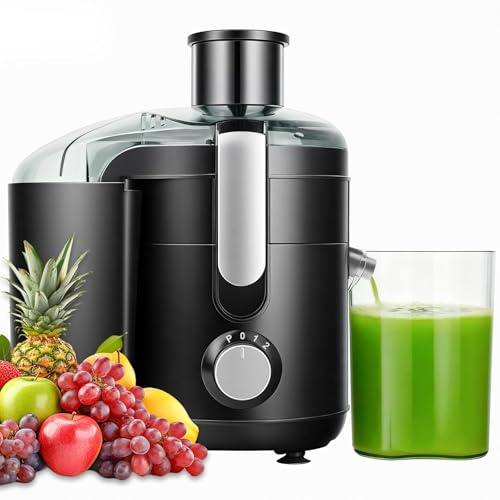 Spremiagrumi centrifugo elettrico con disco di taglio potenziato in titanio, doppia velocità con scivolo da 6,3 cm, per frutta e verdura, antigoccia, include spazzola per la pulizia, senza BPA