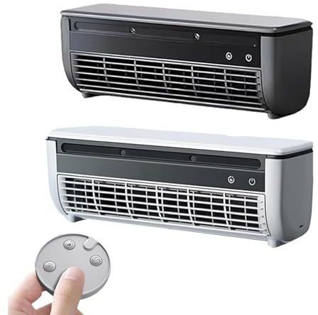 Aire Acondicionado de Pared Silencioso, Mini Enfriador de Aire Portátil USB con Control Remoto, Ventilador 3 Velocidades Sin Perforación para Casa y Oficina(White)