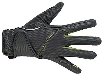HKM Tendance Gants d'équitation pour Femmes, Noir/Vert, 12