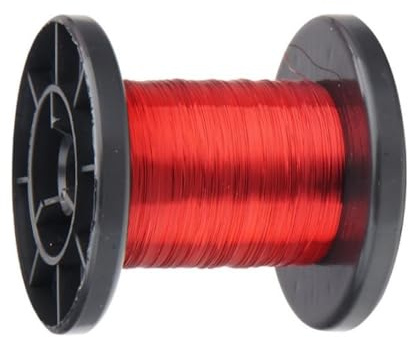 WITTKOWARE 100m Kupferlackdraht auf stabiler Kunststoffspule, Drahtdurchmesser 0,15mm, Farbe rot