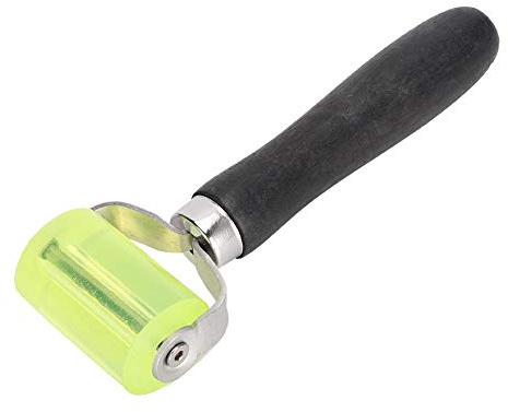 Fdit 50mm Leather Press Roller, Leather Glue Laminating Roller with Wooden Handle, Seam Hand Pressure Roller for Leatherworking, PVC Welding, Wallpaper Edge Installation