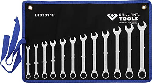 BRILLIANT TOOLS BT013112 Jeu de clés polygonales à cliquet, 12 pcs, 8 - 19 mm [Powered by KS TOOLS]