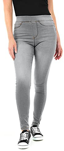 M17 Kvinnor damer denim jeans jeggings Skinny Fit klassiska casual bomullsbyxor byxor med fickor, Midgrå, 48 SE