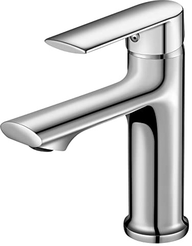 Cobbe Rubinetto monocomando per bagno con tubi dell'acqua fredda/calda, rubinetto per lavabo con inclinazione di 15°, adatto a tutti i tipi di lavabi, cromato