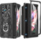 Doeshine Hülle für Samsung Galaxy Z Fold 3 mit S Pen Slot, Handyhülle mit Ständer, Ganzkörper Robuste Schutzhülle mit Displayschutzfolie, Kameraschutz, Anti-Shock Case mit Scharnierschutz (Schwarz)