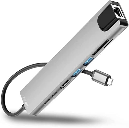 NIUCOM Hub USB C, con Posibilidad De 8 Conexiones Diferentes, USB 3.0 Pemitiendote La Máxima Velocidad De Transferencia, HDMI 4K, Enthernet RJ45 De 100 MBPS, Compatible con Portátiles Mac Y Windows