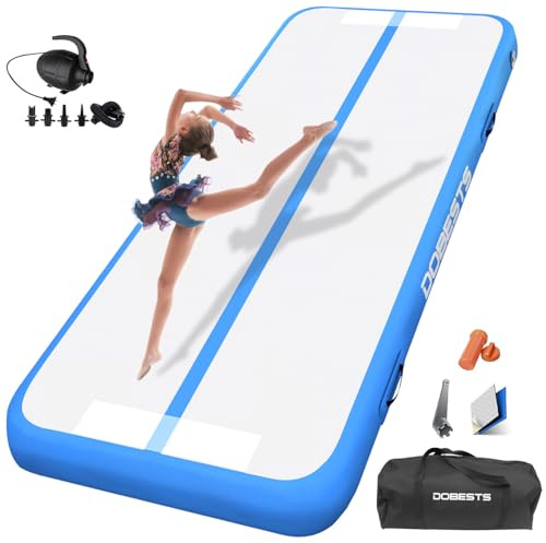DOBESTS Air Matte Track, Aufblasbare Turnmatte, Gymnastikmatte mit Pumpe | 10/15/20cm Hoch 2/3/4/5/6m Länge 1/2m Breit mit Luftpumpe&Tragetasche, Tumbling Matte für Gymnastik, Zuhause, Outdoor, Yoga
