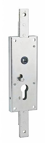 Serratura per porta basculante 2 punti alto e basso, a cilindro europeo, garage, 60x160mm, quadro 7mm, zincato - THIRARD