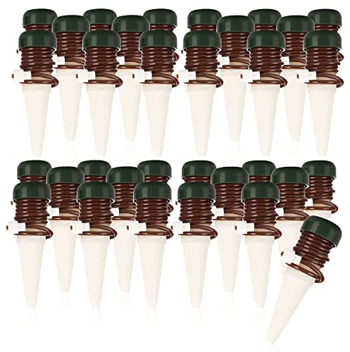 COM-FOUR® 32x Bewässerungskegel, Tonkegel mit Schlauch als Tropfsystem-Wasserspender im Urlaub, automatisches Bewässerungssystem für Zimmerpflanzen und Blumen (32 Stück - braun)