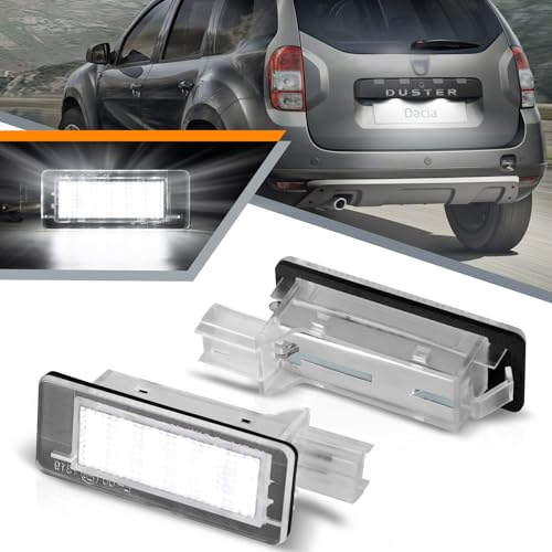 OZ-LAMPE LED Kennzeichenbeleuchtung Kompatibel mit Dacia Duster Lodgy Logan MCV, Canbus-Widerstand kompatibel, geringer Stromverbrauch,leichte Installation, 2 Stücke