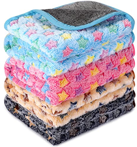 Namalu 4 Wasserdicht Meerschweinchen Fleecedecken Klein Waschbar Hundedecke Saugfähig Meerschweinchen Käfig Einlagen Wiederverwendbar PIPI Pads Schlaf Kuscheldecke (Stern Muster, 30 x 30 cm)