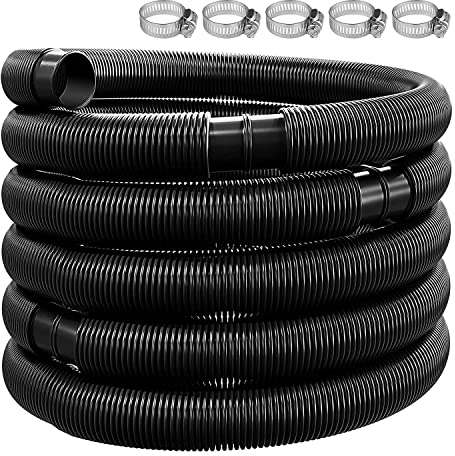 Wlauqueta Poolschlauch 6, Durchmesser 32 mm, mit Klemmschelle, Poolreinigungswerkzeug für Ersatzschlauch, Schwarz