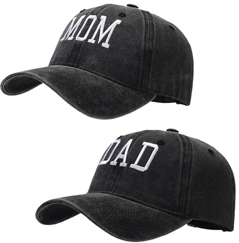 HAPEE Mössa för mamma och pappa, flicka pojke mamma hatt för kvinnor män, justerbara basebollkepsar gåva för par klassiska gåvor, M01-Svart Svart, one size