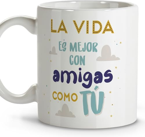 LolaPix Regalo cumpleaños mujer. Tazas de cafe. Regalo amiga. Regalos amigas originales. Taza cerámica 330 ml.