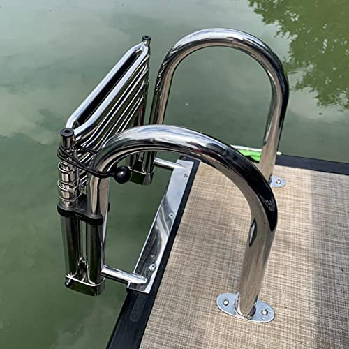 Scala telescopica pieghevole a 4 gradini in acciaio inox, resistente, per ingresso posteriore, per yacht/piscina, con accessori