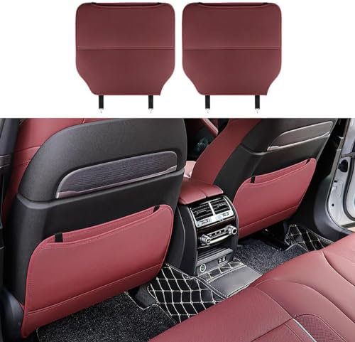 XZKKCD 2 StüCk Auto RüCksitz Anti Kick Pad für VW UP 2011–2023, Wasserfester AutositzAnti-Schmutzig Auto Rückenlehnenschutz und Organizer,Red