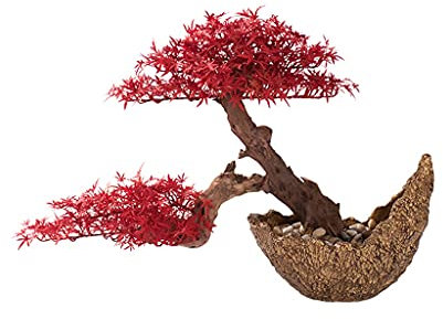 Bonsaï Artificiel Simulation de pin de bienvenue, feuille d'érable rouge, bonsaï artificiel en pot, for couloir d'hôtel, porche, plante de style japonais, ornements en pot Plantes artificielles