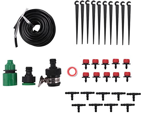 Oiiwowi 82ft Mini-Drip Irrigation Kits Garden Irrigation kit, 1/4 inch Blank Distribution Tubing Irrigation Sprinkler System Kit DIY Plant Garden Hose Watering Kit (5M)