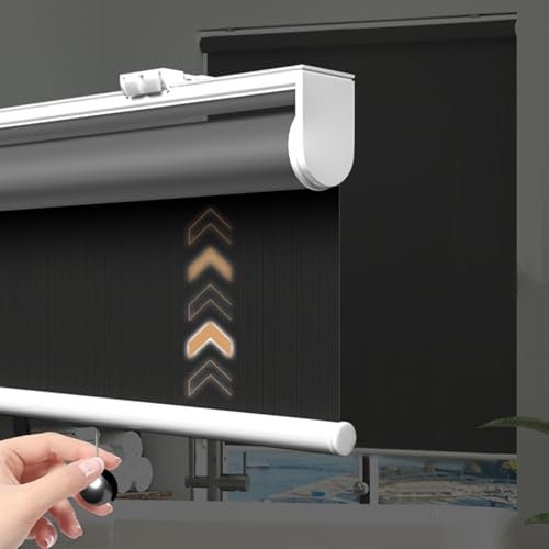 Sh000ad Tende a Rullo per Finestre,Tenda Automatica a Molla per Ufficio Soggiorno,Privacy,Isolamento,Tenda Avvolgibile Oscurante,Grigio Scuro,Personalizzate,Larghezza x Altezza (95cm x 130cm)