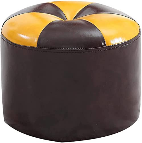 Fußstütze Ottoman Fußhocker Handgemachte Faux Pu Leder Mit Rundem Bodenkissen Fußhocker Low Hocker Home Decor Stuhl/Braun