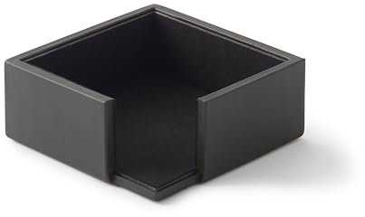 Eglooh - Minerva - Notizzettel Box Leder Anthrazit Grau - Zettelbox, Notizklotz, Zettelkasten für Schreibtisch und Büro - cm 11,2 x 11,2 x H.4,5 - Made in Italy