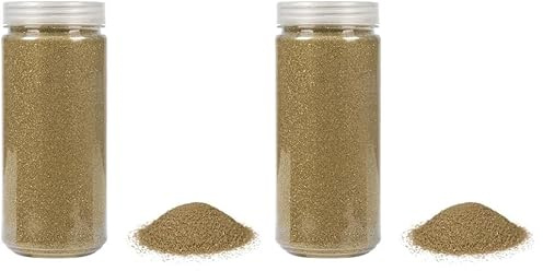 HEKU Hochwertiger goldener Dekosand (ca. 750g) I Feine Körnung (0,1-0,5mm) I Wiederverschließbare Dose I Vielseitig für Deko und Bastelarbeiten, Gold (Packung mit 2)
