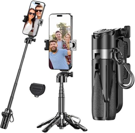 Pocket Tripod 360° Adjustable, Mini Tripod with Remote Capture Photos, Extendable Cell Phone Tripod Stand, Extendable Grip Phone Tripod Detachable, 3-in-1 Mini Phone Grip(Black)