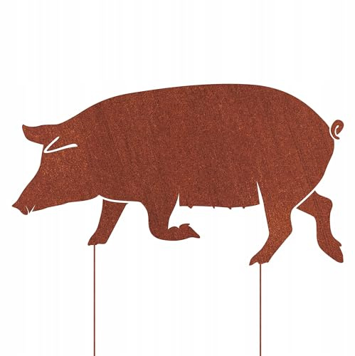 Kapaga - Gartenfigur aus Rost - Metall - Edelrost - Schweinchen - Höhe 46 cm
