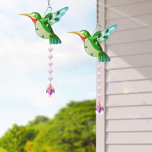 Sonnenfänger Fenster, Kolibri Sonnenfänger Kristall, Suncatcher Sticker, Sonnenfänger Fensterdeko, Frühlingsdeko zum Aufhängen, Sonnenfänger Kristall Fenster, für Innen/Außen Deko (Set)