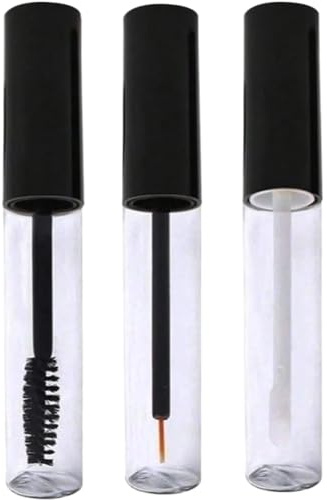 Amazleer Leere Mascara Flasche 5ml mit Wimpernzauberstab Transparenter DIY Mascara Behälter, wiederverwendbar für Lipgloss, Eyeliner, Lash Serum Augenbrauen Gel (Schwarz)