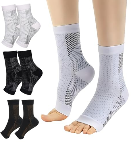 HABNI 3 Paia Cavigliera Ortopedica Supporto Per Caviglia Calze A Compressione Calzini Fascite Plantare Traspirante Cavigliera Tutore Sportiva Per Fornisce Il Supporto E La Facilità Dolori