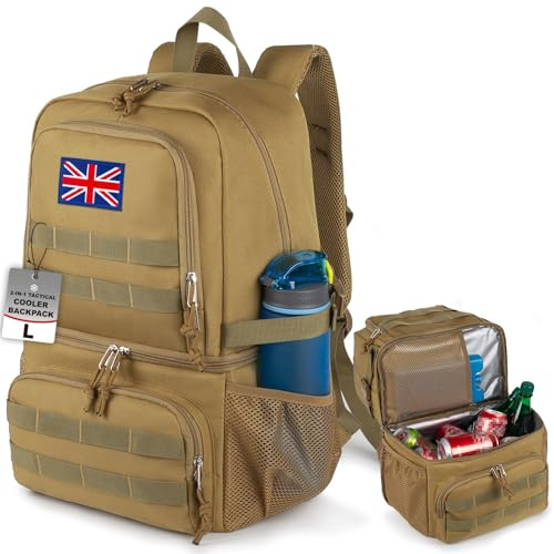 Bunnychic Taktischer Kühlrucksack für Herren, 28 Liter, mit 2 Fächern | Taktischer Kühlrucksack mit zwei Fächern, weiche auslaufsichere Tasche, zwei separate Fächer für Camping und Picknick