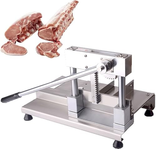 RoyceBee Manual Bone Meat Cutter, Stainless Steel Ribs Meat Chopper, Home Commercial Food Slicer Machine for Fish, Chicken, Beef, Cool Meat, Vegetables & Deli
