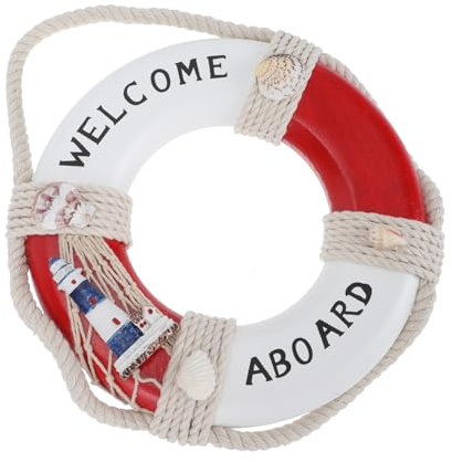 HEALEEP Lifebuoy Decoration Wooden Life Ring Pendant for Home Wall Decoration Hanging Ornament for Ornaments