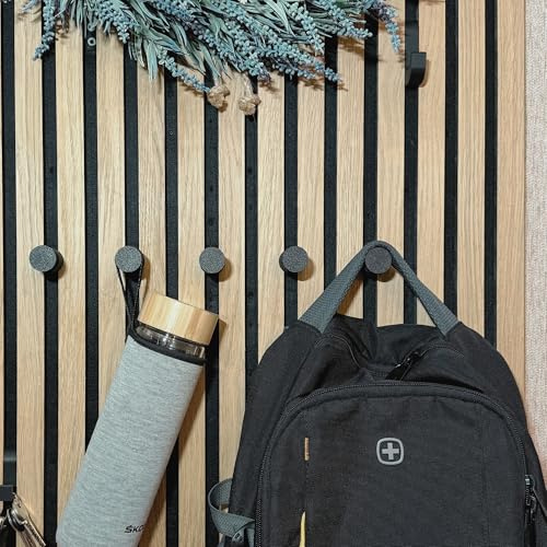 Generisch Knauf Garderobenhaken für Akustikpaneele - Wandhaken ohne Bohren mit QuickFix Halterung - skandinavischer Stil, stark & modern - wählen Sie die richtige Größe für Ihre Lamellenplatte (14mm)